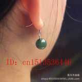 925 Silver Jade Emerald Swing Earrings 10mm Bead Charm Hand-Carved