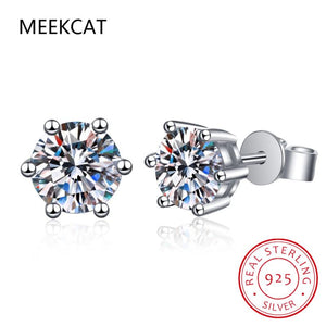 Moissanite Stud Earrings 14K Plated Silver 1ct 2ct 4ct