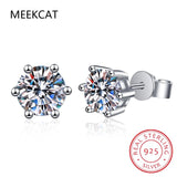 Moissanite Stud Earrings 14K Plated Silver 1ct 2ct 4ct
