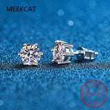 Moissanite Stud Earrings 14K Plated Silver 1ct 2ct 4ct