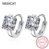 925 Silver Square Moissanite Huggie Hoop Earrings