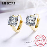 925 Silver Square Moissanite Huggie Hoop Earrings