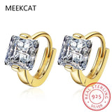 925 Silver Square Moissanite Huggie Hoop Earrings