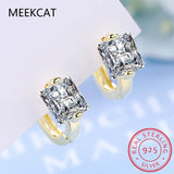 925 Silver Square Moissanite Huggie Hoop Earrings