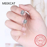 925 Silver Square Moissanite Huggie Hoop Earrings