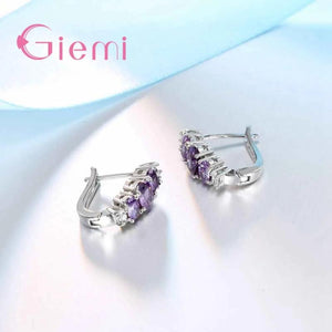 Purple Crystal Stone Earrings with CZ