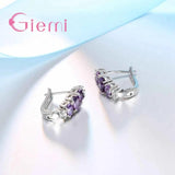 Purple Crystal Stone Earrings with CZ
