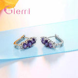 Purple Crystal Stone Earrings with CZ