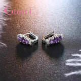 Purple Crystal Stone Earrings with CZ