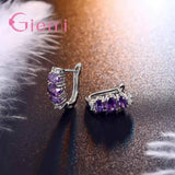 Purple Crystal Stone Earrings with CZ