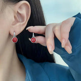 925 Silver Red Agate Earrings for Women Boho Ethnic Jewelry
