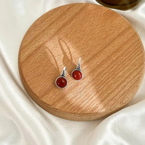 925 Silver Red Agate Earrings for Women Boho Ethnic Jewelry