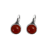 925 Silver Red Agate Earrings for Women Boho Ethnic Jewelry