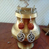 Rudraksha Bead Silver Earrings Natural Brown Round FOOL'S Accessories