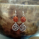 Rudraksha Bead Silver Earrings Natural Brown Round FOOL'S Accessories