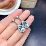 Sky Topaz Stud Earrings Silver Earrings For Women