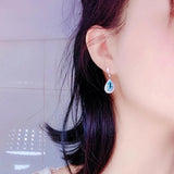 Sky Topaz Stud Earrings Silver Earrings For Women