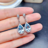 Sky Topaz Stud Earrings Silver Earrings For Women