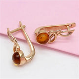 14K Rose Brown Gemstone Earrings for Women