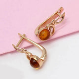 14K Rose Brown Gemstone Earrings for Women