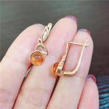 14K Rose Brown Gemstone Earrings for Women