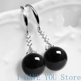 S925 Silver Tassel Earhook Agate Earrings