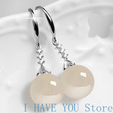 S925 Silver Tassel Earhook Agate Earrings