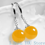 S925 Silver Tassel Earhook Agate Earrings