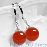 S925 Silver Tassel Earhook Agate Earrings