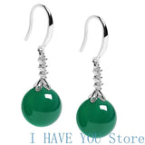 S925 Silver Tassel Earhook Agate Earrings