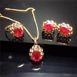 14K Rose Ruby Floral Earrings Wedding Jewelry