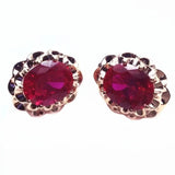 14K Rose Ruby Floral Earrings Wedding Jewelry