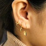 925 Silver Needle Point Turquoise Hoop Earrings