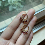 Vintage Red Gemstone Tassel Earrings for Women