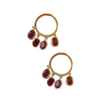 Vintage Red Gemstone Tassel Earrings for Women