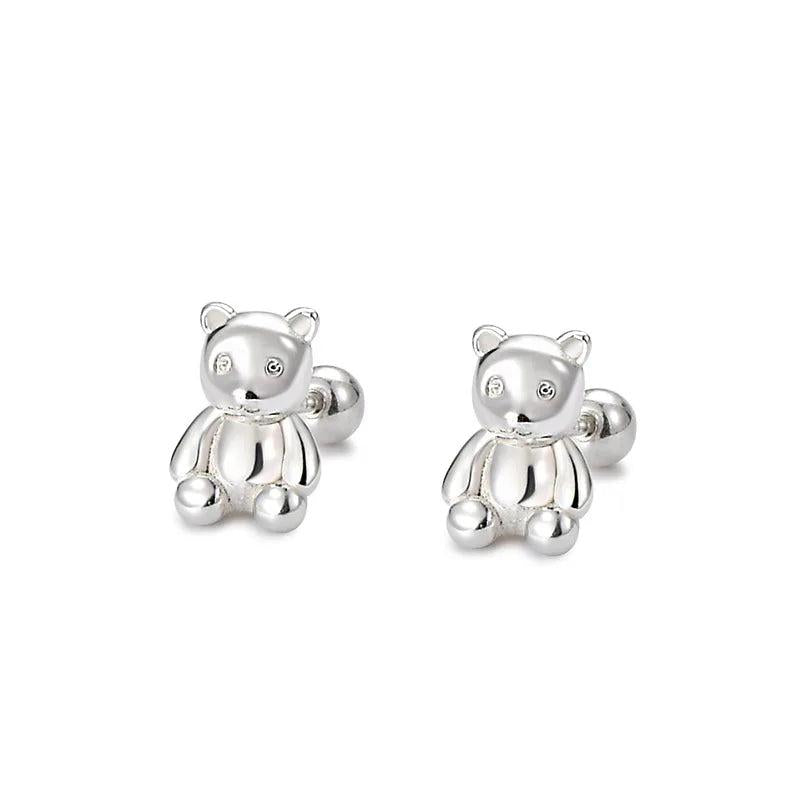 Sterling Silver Mini Bear Stud Earrings for Women