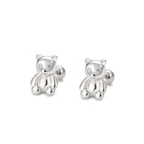 Sterling Silver Mini Bear Stud Earrings for Women