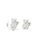Sterling Silver Mini Bear Stud Earrings for Women