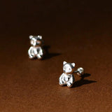 Sterling Silver Mini Bear Stud Earrings for Women