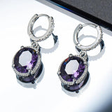 Silver 925 Amethyst Drop Earrings for Women Wedding Party