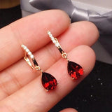 Silver Inlaid Ruby Earrings for Women