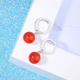 925 Silver Red Agate Earrings Wedding Party Jewelry Gift