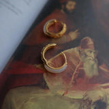 Chalcedony Gold-Plated Hollow Pattern Earrings