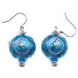 Thai Silver Ethnic Enamel Plum Teapot Earrings for Women