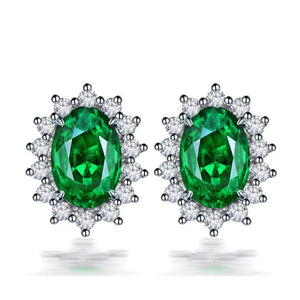 925 Sterling Silver Simulated Gemstone Stud Earrings