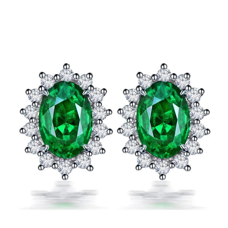 925 Sterling Silver Simulated Gemstone Stud Earrings