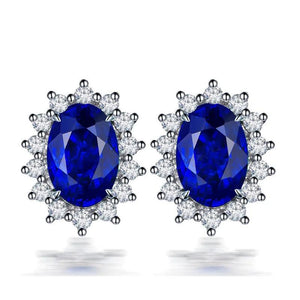 925 Sterling Silver Simulated Gemstone Stud Earrings