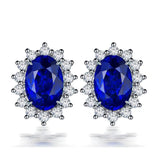 925 Sterling Silver Simulated Gemstone Stud Earrings