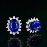 925 Sterling Silver Simulated Gemstone Stud Earrings