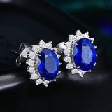 925 Sterling Silver Simulated Gemstone Stud Earrings